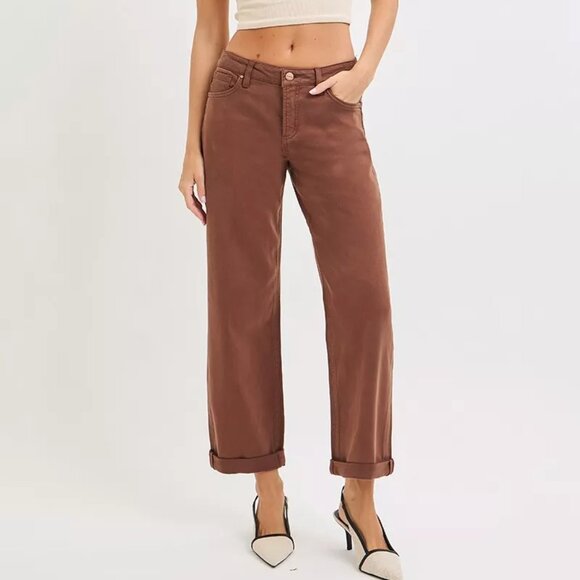 RISEN Full Size Tummy Control Mid Rise Ankle Barrel Baggy Plus Size - Picture 1 of 6